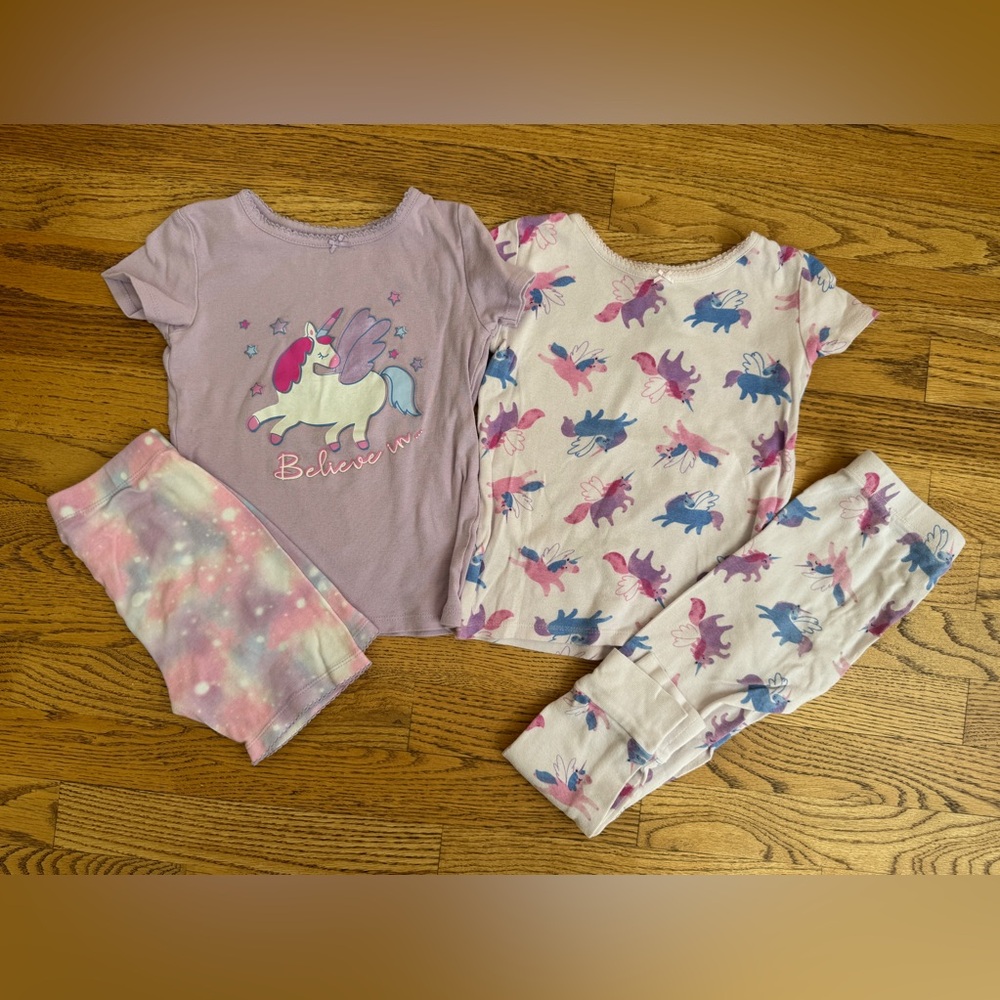 Kids Headquarters Girls Pajamas PJ, Unicorn Alicorn, Set of 2, 100% Cotton, 5T